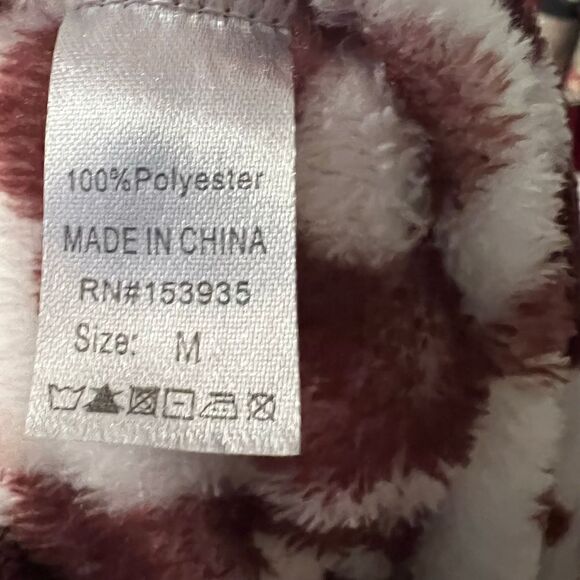 Geometric flowers super soft fleece 1/4 zip hoodie with kangaroo pocket brown an - Picture 9 of 12